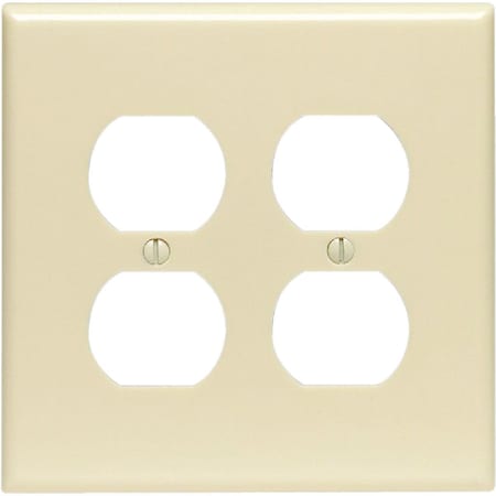 Leviton Mid-Way 2-Gang Smooth Plastic Outlet Wall Plate, Ivory 001-80516-00I